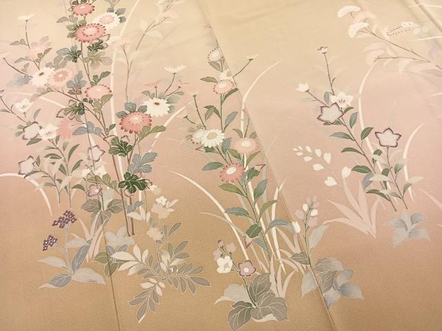 平和屋着物●訪問着　友禅　作家物　枝花文　暈し染め　正絹　逸品　AABK8066fy