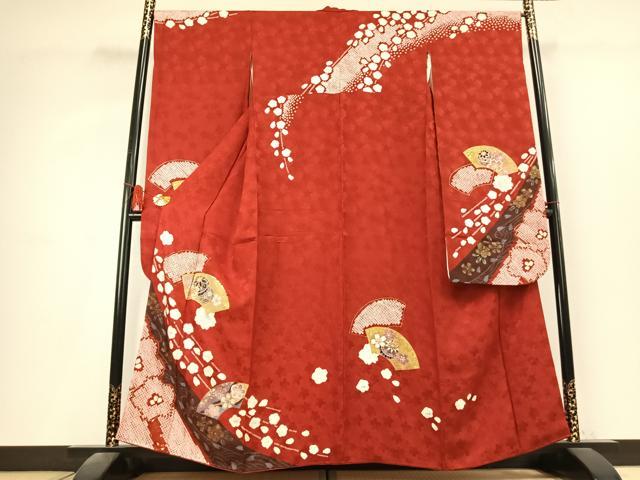 平和屋着物●豪華振袖　絞り　駒刺繍　地紙花文　暈し染め　金彩　やまと金ラベル　正絹　逸品　AABK8069fy