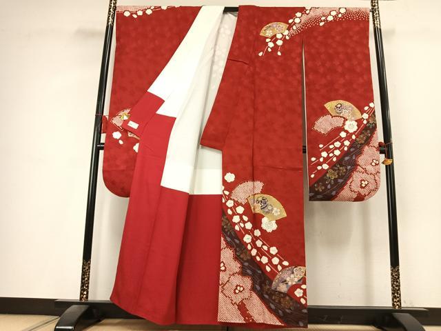平和屋着物●豪華振袖　絞り　駒刺繍　地紙花文　暈し染め　金彩　やまと金ラベル　正絹　逸品　AABK8069fy
