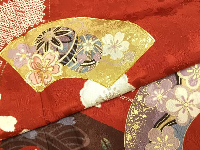 平和屋着物●豪華振袖　絞り　駒刺繍　地紙花文　暈し染め　金彩　やまと金ラベル　正絹　逸品　AABK8069fy