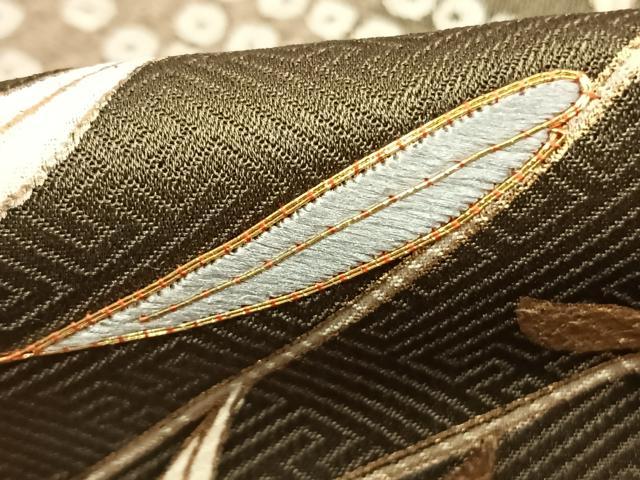 平和屋着物●訪問着　絞り　駒刺繍　草花文　金彩　正絹　逸品　AABK8070fy