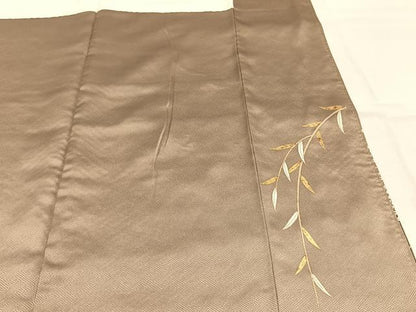 平和屋着物●訪問着　絞り　駒刺繍　草花文　金彩　正絹　逸品　AABK8070fy