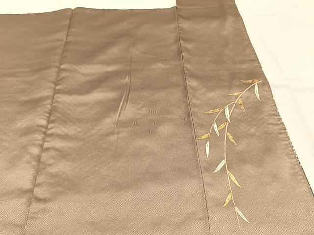 平和屋着物●訪問着　絞り　駒刺繍　草花文　金彩　正絹　逸品　AABK8070fy