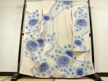 平和屋着物●豪華振袖　総絞り　舞花文　暈し染め　正絹　逸品　AABK8071fy