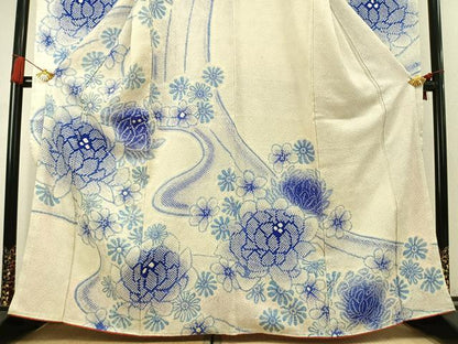 平和屋着物●豪華振袖　総絞り　舞花文　暈し染め　正絹　逸品　AABK8071fy