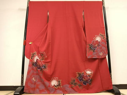 平和屋着物●豪華振袖　草花文　暈し染め　金彩　正絹　逸品　AABK8072fy