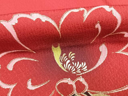 平和屋着物●豪華振袖　草花文　暈し染め　金彩　正絹　逸品　AABK8072fy