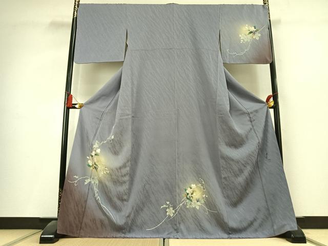 平和屋着物●染色作家　津室朱光　訪問着　枝花文　暈し染め　金彩　正絹　逸品　未使用　AABK8073fy