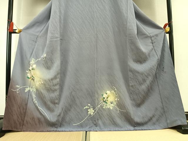 平和屋着物●染色作家　津室朱光　訪問着　枝花文　暈し染め　金彩　正絹　逸品　未使用　AABK8073fy