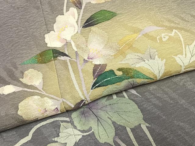 平和屋着物●染色作家　津室朱光　訪問着　枝花文　暈し染め　金彩　正絹　逸品　未使用　AABK8073fy