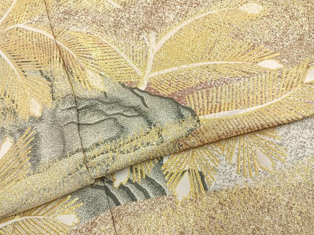 平和屋着物●ファッションデザイナー HIROKO KOSHINO コシノヒロコ 色留袖 寿光織 風景文 金糸 仮絵羽 正絹 逸品 未使用 AABK8075fy