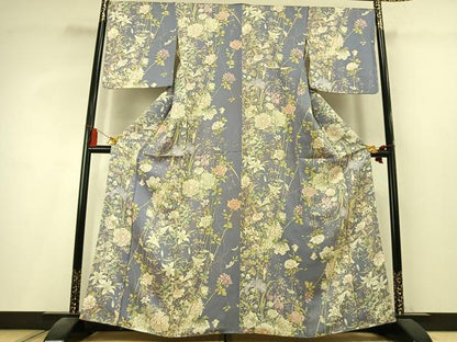平和屋着物●上質な小紋　草花文　金彩　正絹　逸品　AABK8078fy