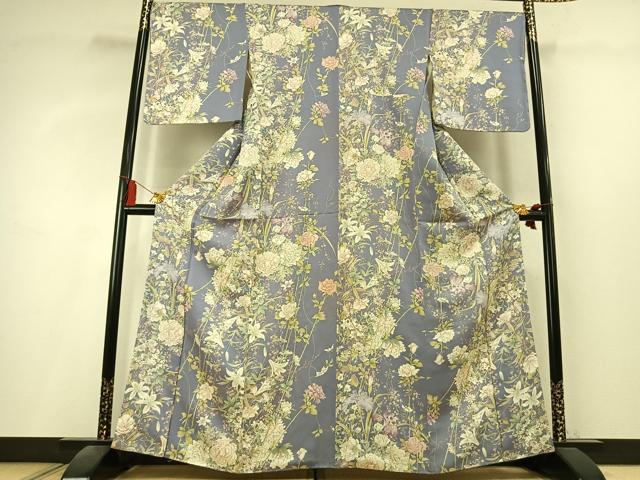 平和屋着物●上質な小紋　草花文　金彩　正絹　逸品　AABK8078fy