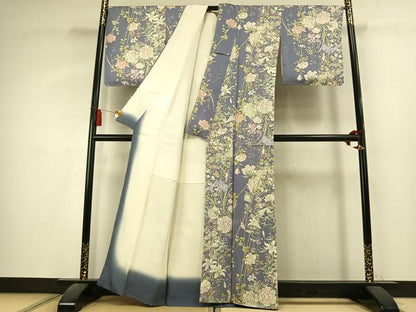 平和屋着物●上質な小紋　草花文　金彩　正絹　逸品　AABK8078fy