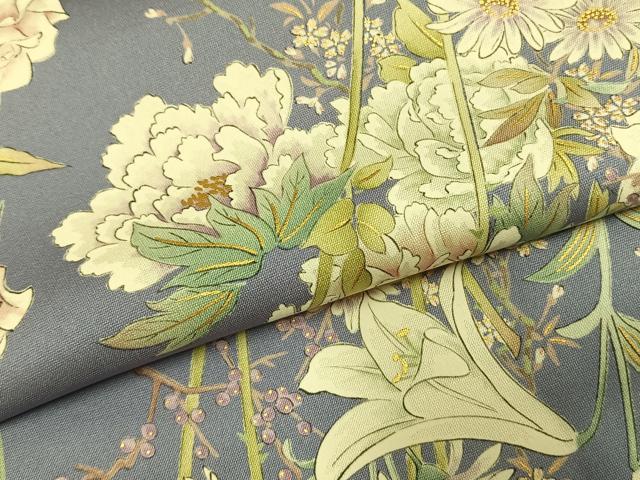 平和屋着物●上質な小紋　草花文　金彩　正絹　逸品　AABK8078fy