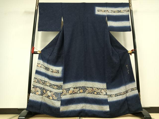 平和屋着物●松下喜晴　訪問着　辻が花　暈し染め　正絹　逸品　AABK8079fy