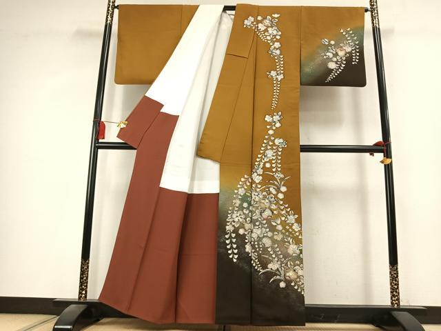 平和屋着物●訪問着　絞り　辻が花　暈し染め　金銀彩　正絹　逸品　未使用　AABK8081fy