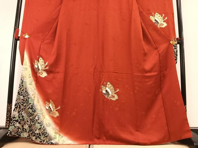 平和屋着物●豪華振袖　舞蝶文　暈し染め　金銀彩　正絹　逸品　AABK8084fy