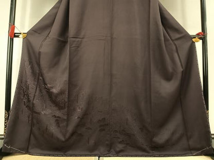 平和屋着物●豪華色留袖　風景地紋　滅紫色　正絹　逸品　AABK8085fy