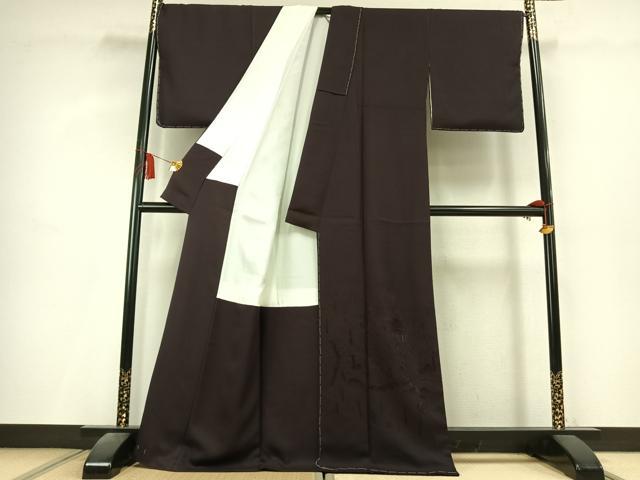 平和屋着物●豪華色留袖　風景地紋　滅紫色　正絹　逸品　AABK8085fy