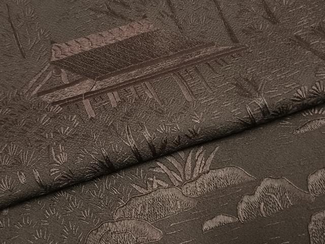 平和屋着物●豪華色留袖　風景地紋　滅紫色　正絹　逸品　AABK8085fy