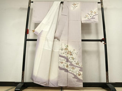 平和屋着物●訪問着　花蝶文　暈し染め　金銀彩　正絹　逸品　AABK8086fy