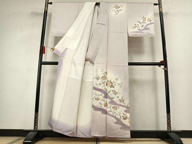 平和屋着物●訪問着　花蝶文　暈し染め　金銀彩　正絹　逸品　AABK8086fy