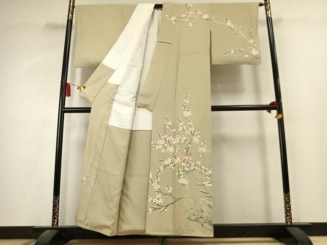 平和屋着物●訪問着　友禅　作家物　枝梅松文　正絹　逸品　AABK8088fy