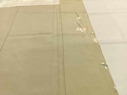 平和屋着物●訪問着　友禅　作家物　枝梅松文　正絹　逸品　AABK8088fy