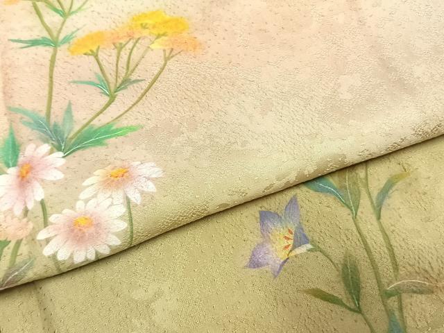 平和屋着物●紙芸創作者・横山優　和紙　訪問着　手描き　草花文　暈し染め　正絹　逸品　AABK8090fy