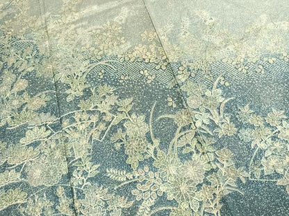 平和屋着物●本場染大島紬　訪問着　絞り　草花文　さが美扱い　正絹　逸品　AABK8092fy