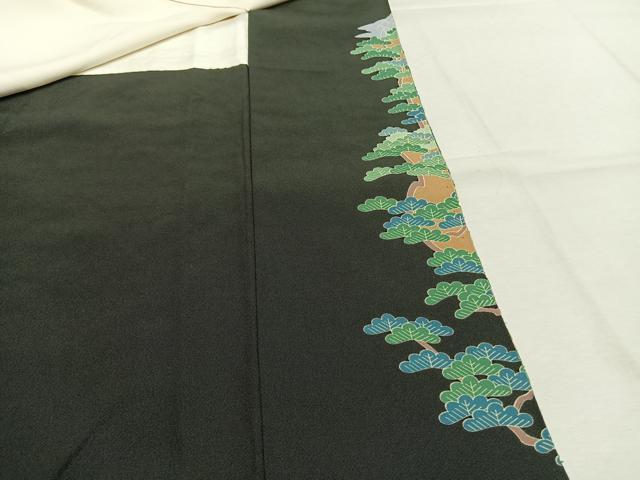 平和屋着物●豪華黒留袖　作家物　総刺繍　風景花文　正絹　逸品　AABK8093fy