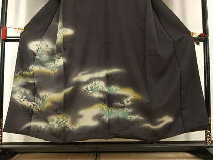 平和屋着物●訪問着　枝葉シルエット　暈し染め　正絹　逸品　AABK8096fy