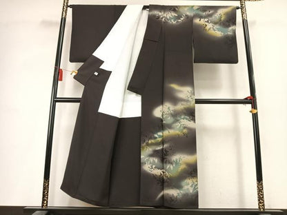 平和屋着物●訪問着　枝葉シルエット　暈し染め　正絹　逸品　AABK8096fy
