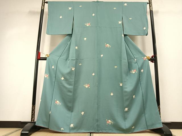 平和屋着物●上質な小紋　枝花文　金彩　正絹　逸品　AABK8099fy