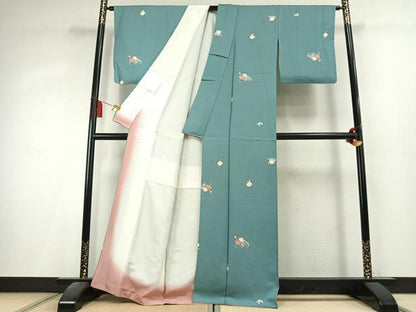 平和屋着物●上質な小紋　枝花文　金彩　正絹　逸品　AABK8099fy
