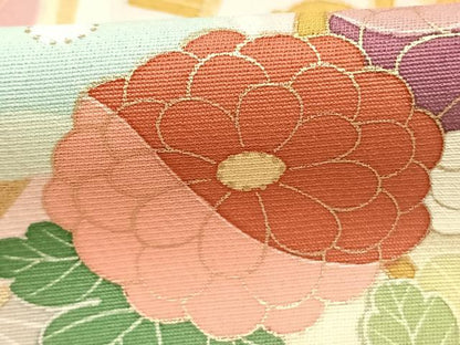 平和屋着物●訪問着　扇面花文　暈し染め　金彩　正絹　逸品　AABK8100fy