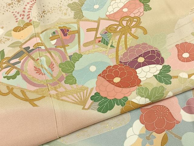 平和屋着物●訪問着　扇面花文　暈し染め　金彩　正絹　逸品　AABK8100fy