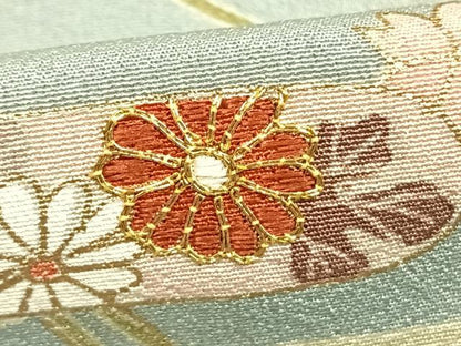 平和屋着物●訪問着　駒刺繍　草花文　金彩　正絹　逸品　AABK8101fy