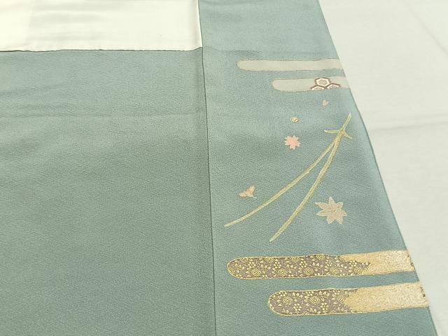 平和屋着物●訪問着　駒刺繍　草花文　金彩　正絹　逸品　AABK8101fy