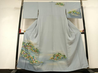平和屋着物●訪問着　風景文　暈し染め　金彩　正絹　逸品　未使用　AABK8103fy