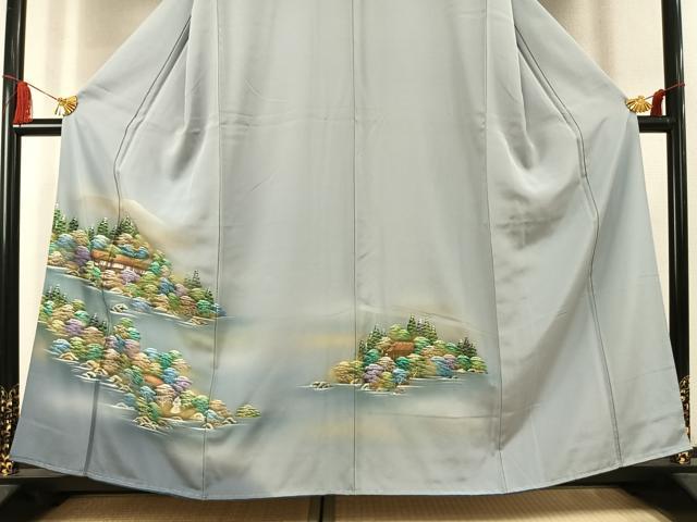 平和屋着物●訪問着　風景文　暈し染め　金彩　正絹　逸品　未使用　AABK8103fy