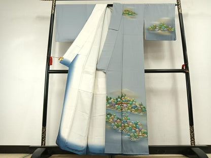 平和屋着物●訪問着　風景文　暈し染め　金彩　正絹　逸品　未使用　AABK8103fy