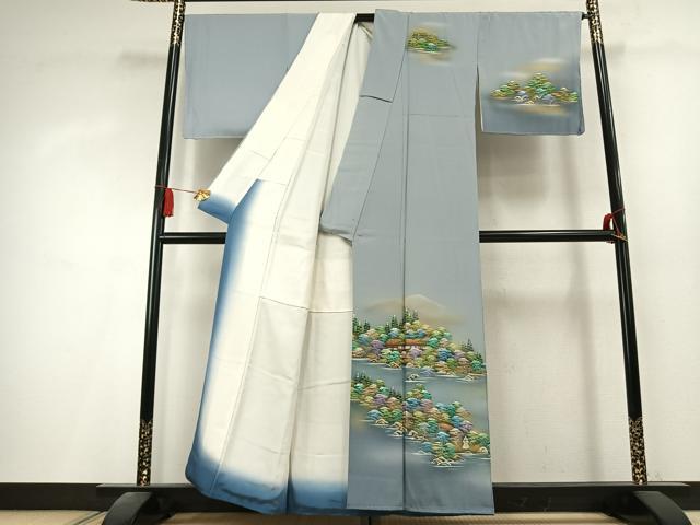 平和屋着物●訪問着　風景文　暈し染め　金彩　正絹　逸品　未使用　AABK8103fy