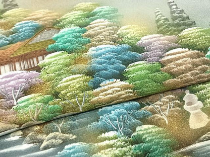 平和屋着物●訪問着　風景文　暈し染め　金彩　正絹　逸品　未使用　AABK8103fy