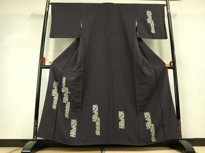 平和屋着物●訪問着　刺繍　草花文　金糸　金彩　正絹　逸品　AABK8104fy