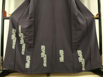 平和屋着物●訪問着　刺繍　草花文　金糸　金彩　正絹　逸品　AABK8104fy