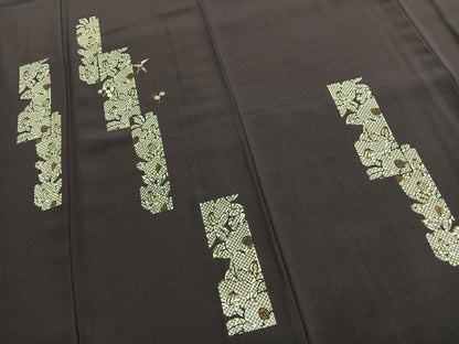 平和屋着物●訪問着　刺繍　草花文　金糸　金彩　正絹　逸品　AABK8104fy