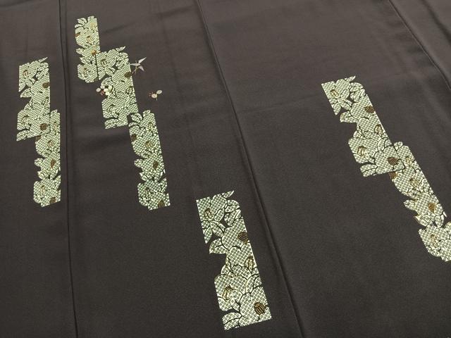 平和屋着物●訪問着　刺繍　草花文　金糸　金彩　正絹　逸品　AABK8104fy
