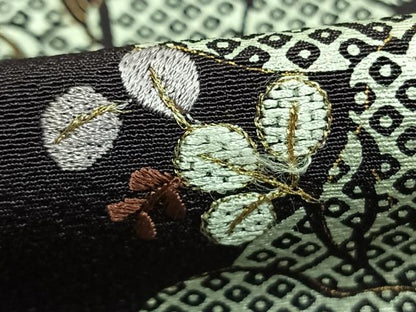 平和屋着物●訪問着　刺繍　草花文　金糸　金彩　正絹　逸品　AABK8104fy